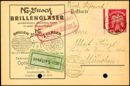 2 Mk. Holztaube, Rechtes Randstück, Als Seltene Portorichtige Einzelfrankatur Auf Luftpostkarte (Aktenlochung)... - Other & Unclassified