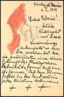 10 Pfg. Germania Auf Postkarte Aus FRANKFURT 6.1.19 Mit Absendervermerk "Arbeitsausschuß Der Gande Rouge"... - Other & Unclassified