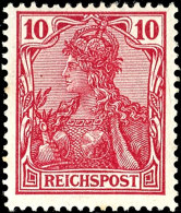 10 Pfennig Germania "Reichspost", Dunkelrotkarmin - Seltenste Farbe, Ungebraucht Mit Originalgummierung Und... - Other & Unclassified