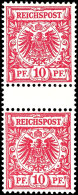 10 Pfg Rotkarmin (UV Dunkelrot) Im Senkrechten Paar Mit Zwischensteg, Tadellos Postfrisch, Luxus, Tiefst Gepr.... - Other & Unclassified