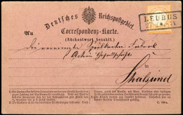 1/2 Gr. Orange, Großer Schild, Auf Violetter Rückantwortkarte Von "LEUBUS 27.2" (Preußen-Ra2) Nach... - Other & Unclassified