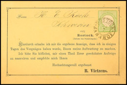 1/3 Gr. Großer Schild, Grün, Einzelfrankatur Auf Vertreterkarte Mit Mecklenburg-K2 "ROSTOCK-BAHNHOF... - Other & Unclassified