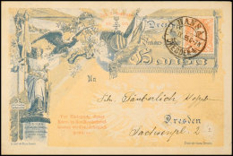 Dresden, Hansa, 3 Pfg Mehrfarbige Ganzsachenkarte Auf Den 2. September 1895 (25. Jahrestag Von Sedan) Mit... - Sonstige & Ohne Zuordnung