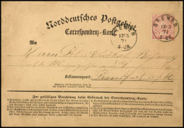 1 Gr. Karmin, EF Auf Korrespondenzkarte Von "BREMEN 12/5 71" Nach Frankfurt, Tag Der Unbennung In Reichspost,... - Sonstige & Ohne Zuordnung