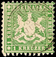 1 Kr. Olivgrün, Klar Und Fast Zentrisch Gestempelt, Gepr. Heinrich BPP, Katalog: 25b O1 Kr. Olive Green,... - Other & Unclassified