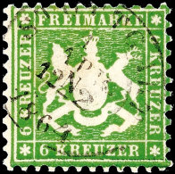 6 Kreuzer Hellgelbgrün, Farbfrisches Kabinettstück, Klar Gestempelt "STUTTGART", Gepr. Irtenkauf BPP, Mi.... - Other & Unclassified