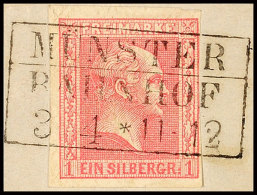 "MÜNSTER / BAHNHOF" - Ra3, Nur In 1859/1860 Verwendet, Herrlich Klar Auf Briefstück 1 Sgr., Marke Rechts... - Sonstige & Ohne Zuordnung