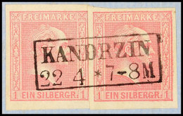 "KANDRZIN" - Ra2, OPD Oppeln, Zentrisch Klar Und Gerade Auf Kabinettbriefstück Mit Zwei Breitrandigen 1 Sgr.,... - Other & Unclassified
