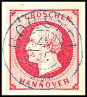 "BORSTEL 4/4", Blauer DKr. Zentrisch Und Gerade Auf 1 Gr. Rosa Auf Briefstück, Kabinett, Katalog: 8a... - Hanover