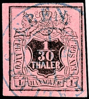 1/30 Th. Schwarz Auf Himbeerrot, Zentrisch K2 FALLERSLEBEN, Luxus, Gepr. Berger BPP, Mi. 65,-, Katalog: 3b O1 /... - Hanover