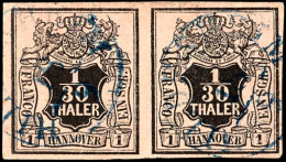 1/30 Thaler Schwarz Auf Lachsfarben, Farbfrisches Und Vollrandiges Waagerechtes Kabinettpar, Gestempelt Mit  Blauem... - Hannover