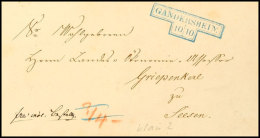 GANDERSHEIM, Klarer Hammerstempel In Blau Auf Luxusbriefhülle, 1857  BFGANDERSHEIM, Clear Hammer Stamp In... - Braunschweig