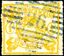 1 Sgr. Gelbocker Mit Bogenförmigem Durchstich (unten Scherentrennung) Mit Seltenem Stempel "26" (Hehlen),... - Brunswick