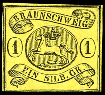 1 Sgr. Schwarz Auf Lebhaftgraugelb Ungebraucht Ohne Gummi, Mi. 250,--, Katalog: 11A OG1 Sgr. Black On Bright... - Brunswick