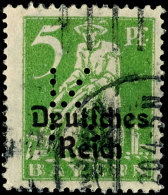 5 Pfg Aufdruck "Deutsches Reich", Lochung "K", Gestempelt, Quasi Nicht Wirklich Sichtbares Zahnrisschen Am Linken... - Other & Unclassified