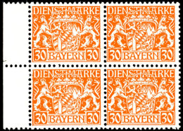 30 Pf Orange Auf W-Papier, Viererblock Vom Linken Bogenrand Tadellos Postfrisch, Jeder Wert Gepr. Helbig BPP, Mi.... - Sonstige & Ohne Zuordnung