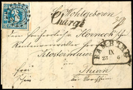 3 Kr. Blau, Rechtes Randstück Auf Chargé-Brief Mit Vollständigem Inhalt Von Bamberg 23.6. (1857)... - Sonstige & Ohne Zuordnung