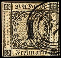 1 Kr. Schwarz Auf B-Papier Tadellos Gestempelt Mit Fünfringstempel "57", Mi. 320,--, Katalog: 1b O1 Kr.... - Sonstige & Ohne Zuordnung