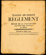 HESSEN, "Fernerweit- Und Erneuertes REGLEMENT", Landwehrreglement Von 1749, Dienstvorschrift Der Fußtruppen,... - Ohne Zuordnung