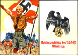 Schmucktelegramm Zum Reichsparteitag Der NSDAP In Nürnberg, Hitlerjunge Mit Reichsfahne Nach Einer Zeichnung... - Unclassified