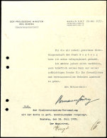 Dankesschreiben Von Göring Des Preußischen Ministers Des Innern Für Die Ehrenbürgerschaft Der... - Ohne Zuordnung