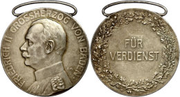 Baden, Ziviles Ehrenzeichen, Verdienstmedaille 1916-1918 Friedrich II., Versilbert, Zustand II-III., Katalog: OEK... - Ohne Zuordnung