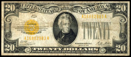 USA, 20 Dollars, 1928, Andrew Jackson, Gold Certificate, Seriennummer A16882983A, Erhaltung III-IV., Katalog: Pick... - Ohne Zuordnung