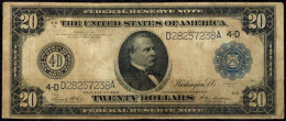 USA, 20 Dollars, 1914, Grover Cleveland, Blue Seal, Seriennummer D28257238A, Erhaltung IV., Katalog: Pick 361b... - Unclassified