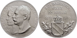 Baden, Friedrich II., Zinkmedaille (Kriegsmetall) (78,84g, Durchmesser Ca. 61mm), 1918, Von B. H. Mayer, Zur... - Sonstige & Ohne Zuordnung