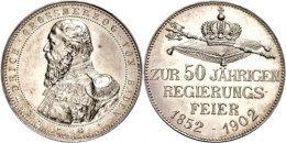 Baden, Friedrich I., Silbermedaille (18,17g, Durchmesser 32mm), 1902, Von Lauer, Zum 50jährigen... - Sonstige & Ohne Zuordnung