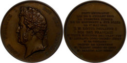 Frankreich, Louis Philippe I., Bronzemedaille (Durchmesser Ca. 52mm, 59,69g), 1841, Von Barre, Auf Die Brücke... - Other & Unclassified