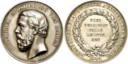 Baden, Friedrich I. Silbermedaille (36,39g, Durchmesser Ca. 42,30mm), 1884, Von C. Schnitzspahn, Auf Die... - Other & Unclassified
