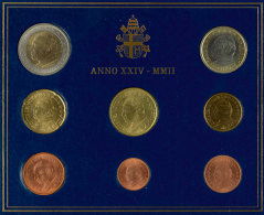 2002, Euro KMS 1 Cent Bis 2 Euro, Papst Johannes Paul II., Im Folder, St.  St2002, Euro KMS 1 Cent Till 2 Euro,... - Vatikan