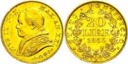 20 Lire, Gold, 1866, Papst Pius IX., Mzz R Rom, Fb. 280, Ss-vz.  Ss-vz20 Liras, Gold, 1866, Pope Pius IX., Mzz... - Vatican