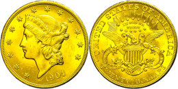 20 Dollars, Gold, 1904, Philadelphia, Fb. 177, Kl. Rf., Vz.  Vz20 Dollars, Gold, 1904, Philadelphia, Fb. 177,... - Other & Unclassified