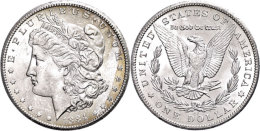 Dollar, 1884, Carson City, KM 110, Kl. Rf., Vz-st.  Vz-stDollar, 1884, Carson City, KM 110, Small Edge Nick,... - Other & Unclassified