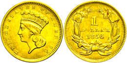 Dollar, Gold, 1856, Philadelphia, Fb. 94, Ss.  SsDollar, Gold, 1856, Philadelphia, Fb. 94, Very Fine.  Ss - Sonstige & Ohne Zuordnung