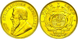 Pound, Gold, 1898, Fb. 2, Kl. Rf., Ss.  SsPound, Gold, 1898, Fb. 2, Small Edge Nick, Very Fine.  Ss - Südafrika