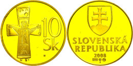 10 Kronen, Gold, 2008, 15,55g Fein, Auflage Nur 3800 Stück! Mit Zertifikat In Ausgabeschatulle Aus Massivem... - Slovaquie