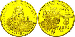 5000 Kronen, Gold, 2005, Krönung Leopold I., 8,55g Fein, KM 83, Mit Zertifikat In Ausgabeschatulle, PP. ... - Slovakia