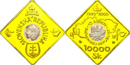 10000 Kronen, Bimetall Gold/Palladium, 2003, 10 Jahre Slowakische Republik, 15,55g Gold/1,55g Palladium, Auflage... - Slovaquie