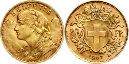 20 Franken, 1947, Gold, Vreneli, St  St20 Franc, 1947, Gold, Vreneli, St  St - Sonstige & Ohne Zuordnung