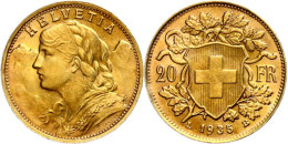 20 Franken, 1935, Gold, Vreneli, St  St20 Franc, 1935, Gold, Vreneli, St  St - Sonstige & Ohne Zuordnung