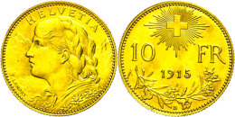 10 Franken, Gold, 1915, Fb. 10, Vz-st.  Vz-st10 Franc, Gold, 1915, Fb. 10, Extremly Fine To Uncirculated. ... - Sonstige & Ohne Zuordnung