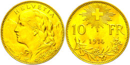 10 Franken, Gold, 1914, Fb. 10, Vz-st.  Vz-st10 Franc, Gold, 1914, Fb. 10, Extremly Fine To Uncirculated. ... - Other & Unclassified
