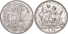 5 Franken, 1883, Lugano, HMZ 2-1343n, Vz.  Vz5 Franc, 1883, Lugano, HMZ 2-1343n, Extremley Fine  Vz - Sonstige & Ohne Zuordnung