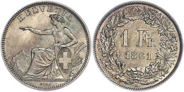 1 Franken, 1861, Eidgenossenschaft, HMZ 2-1203, St.  St1 Franc, 1861, Confederation, HMZ 2-1203, St.  St - Sonstige & Ohne Zuordnung