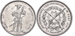 5 Franken, 1857, Bern, HMZ 2-1343b, Vz.  Vz5 Franc, 1857, Bern, HMZ 2-1343b, Extremley Fine  Vz - Other & Unclassified