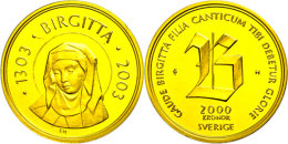 2000 Kronen, Gold, 2003, Goldene Krone Der Jungfrau Maria, 10,88g Fein, KM 905, Auflage 3640 Stück, Mit... - Schweden