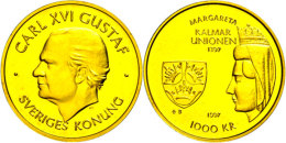 1000 Kronen, Gold, 1997, 600. Jahrestag Der Kalmarer Union, Ca. 5,22g Fein, KM 891, Im Blister, St.  St1000... - Sweden